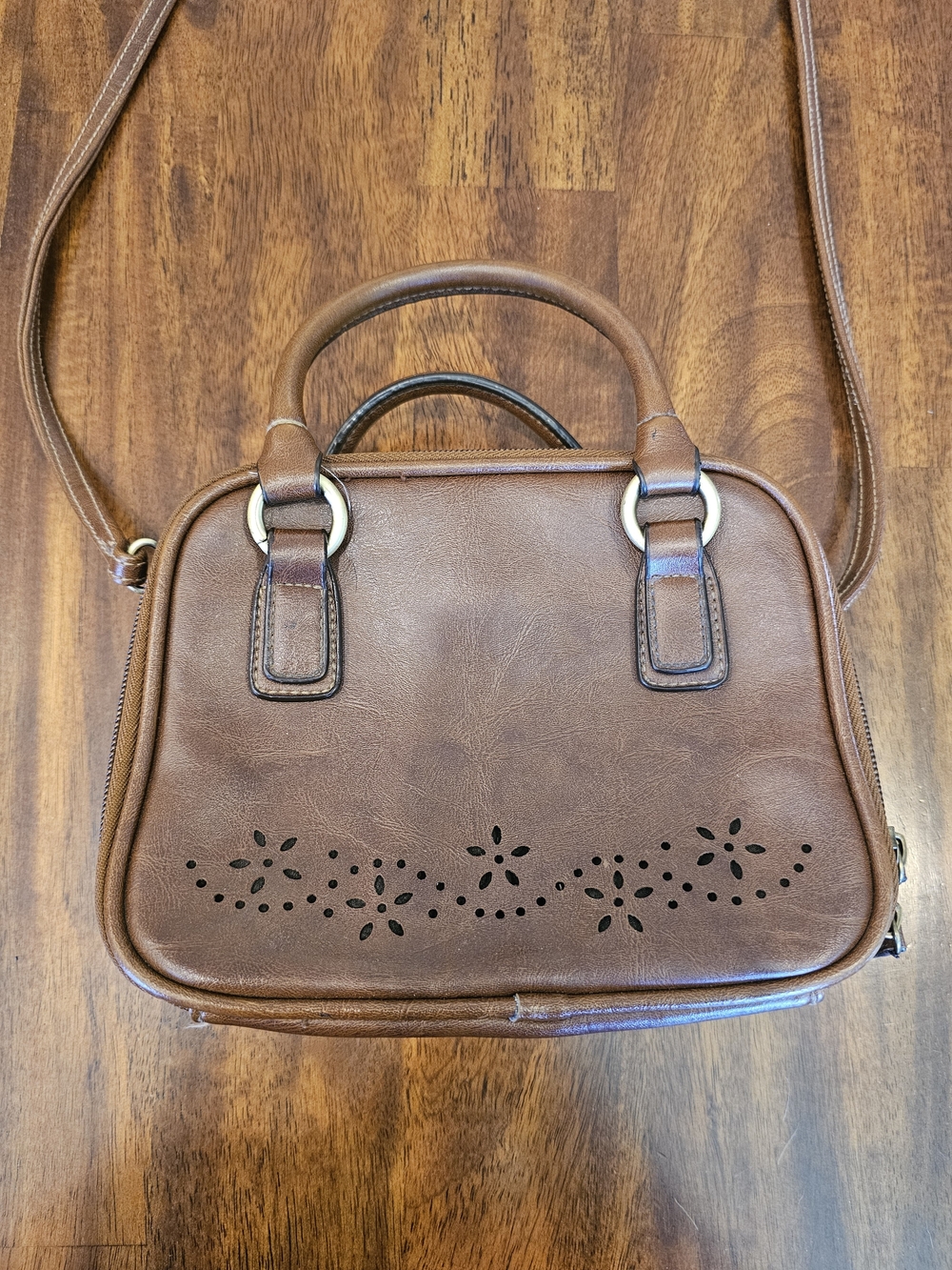 Accordion Style Brown Women's Leather Crossbody Purse Unbranded Nice!